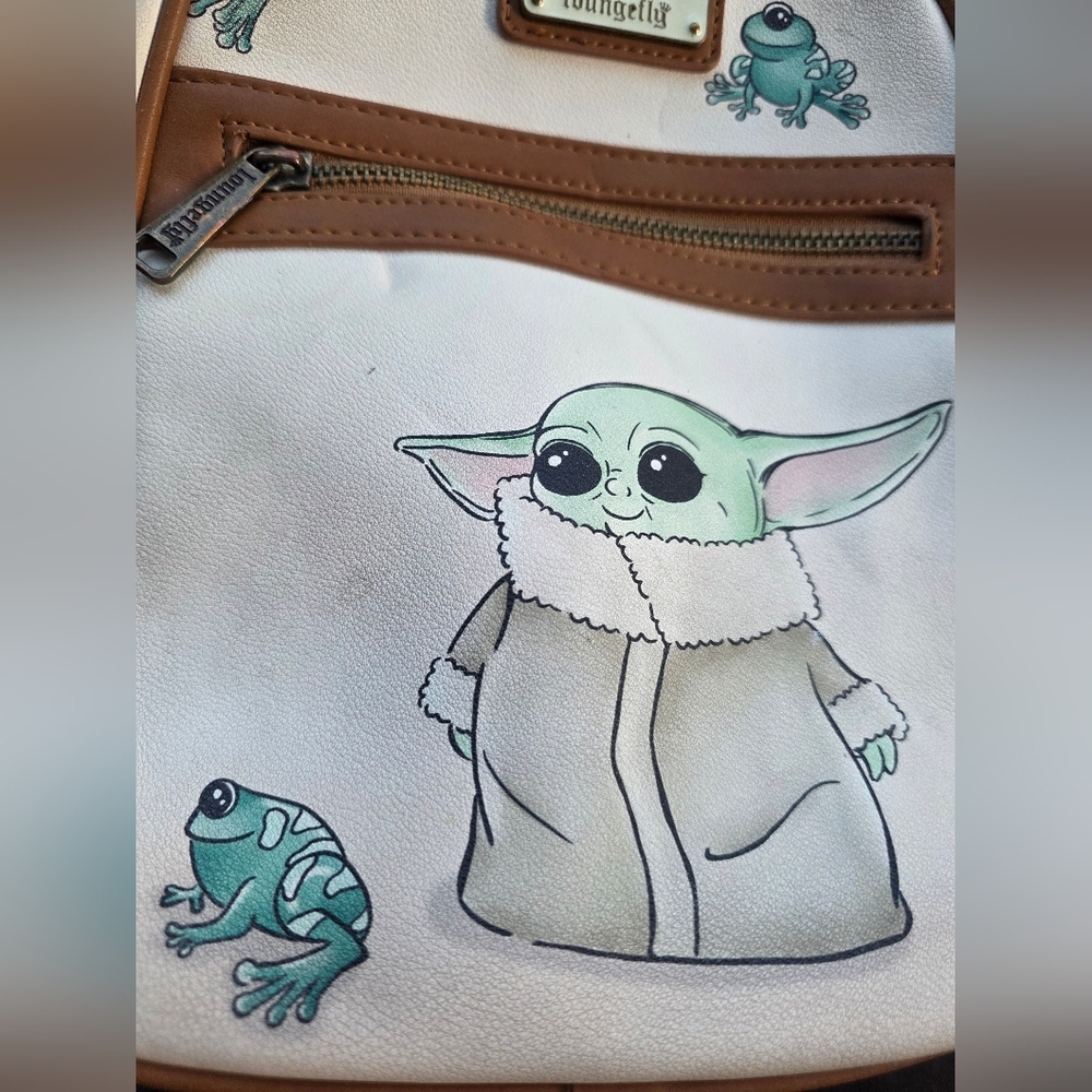 Disney X Loungefly Star Wars Grogu Baby Yoda Backpack Mini Brown Kawaii - Picture 2 of 12
